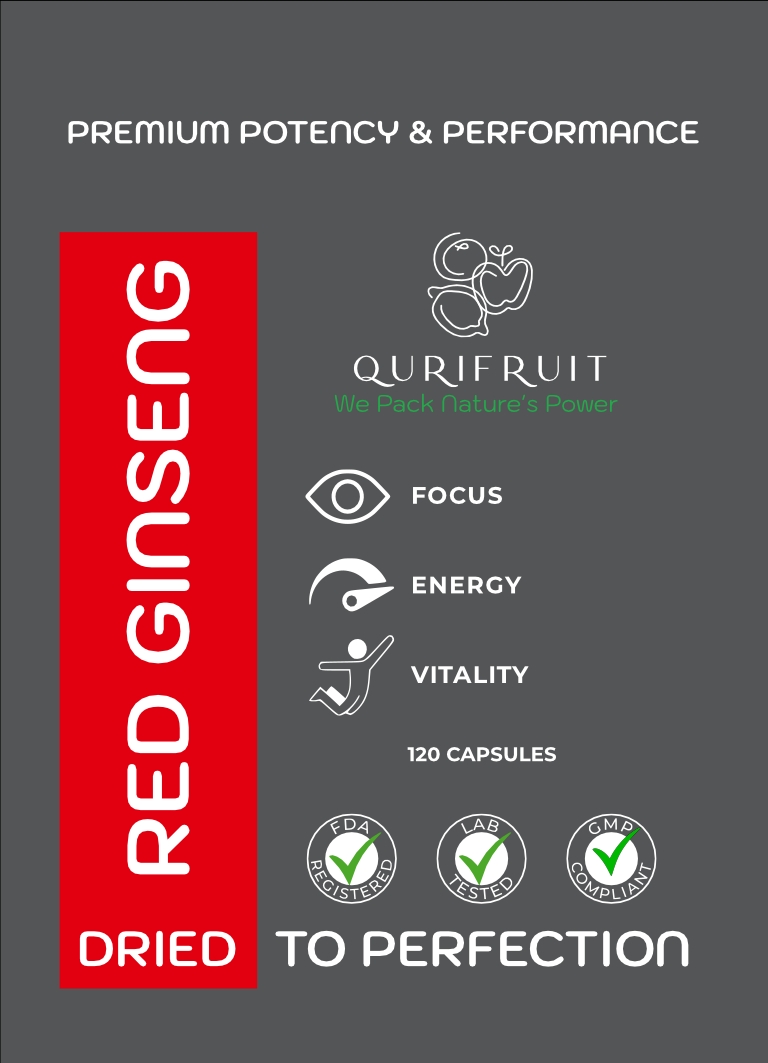 Product Red Ginseng Red Ginseng supplement pouch front showcasing premium potency and performance.