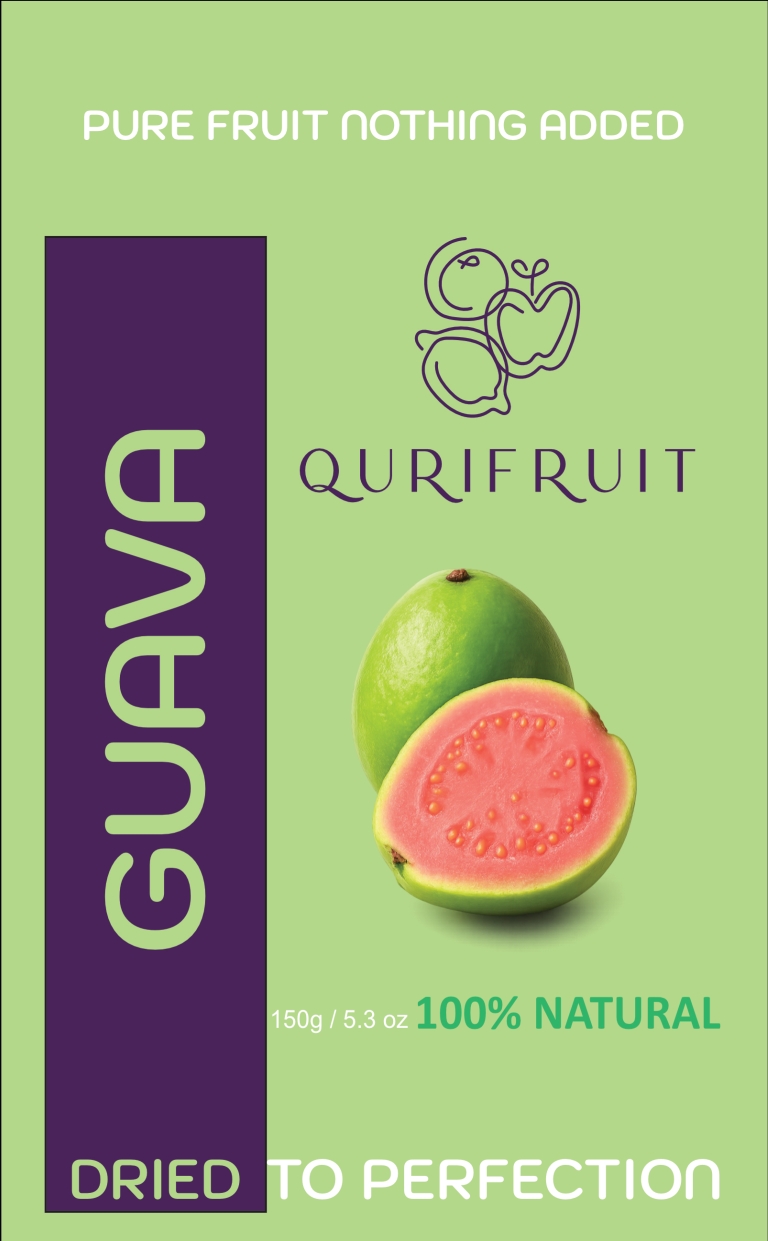 Product Guava Dehydrated Guava presented in a pouch, highlighting natural superfood qualities and clean packaging design.