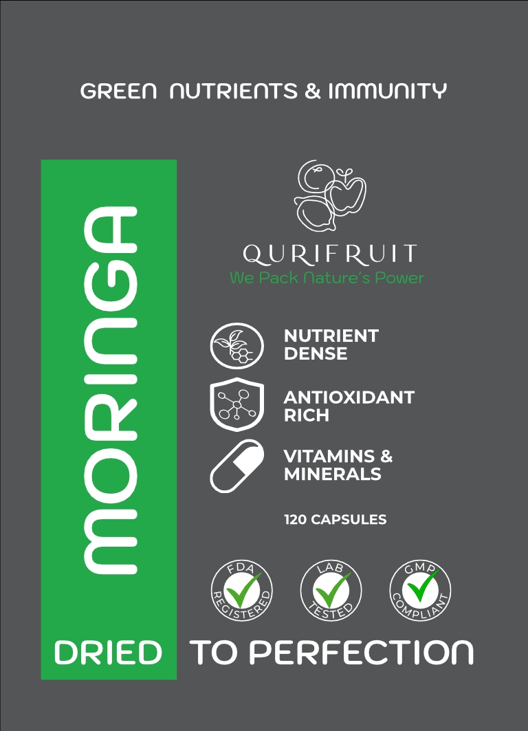 Product Moringa Moringa supplement pouch front highlighting plant protein power and vitality.